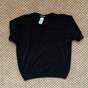 Black Knit Short Sleeve Sweater